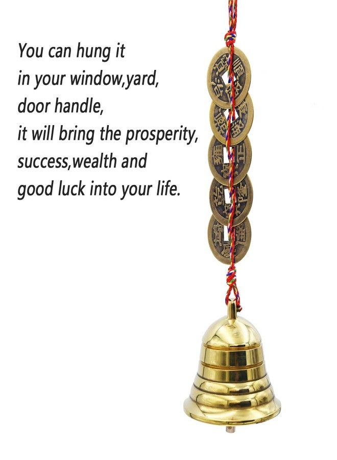 KMOATIM Chinese Decor Feng Shui Coins Bell - Brass Hanging Charms Home Door Knob Supplies Decoration Protection for Wealth,Luck - Image 3